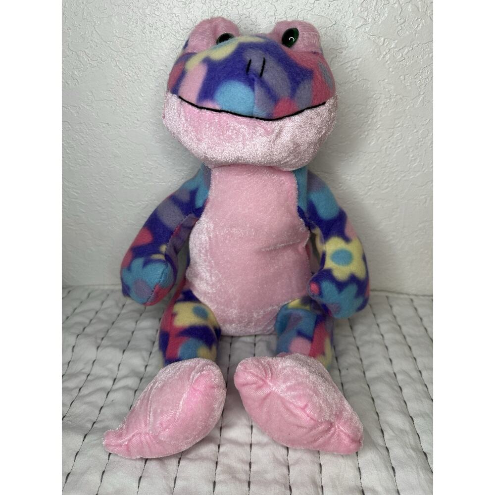 Kellytoy Purple Floral Plush Stuffed Frog Animal Pink Pals Flowers Kelly Toy